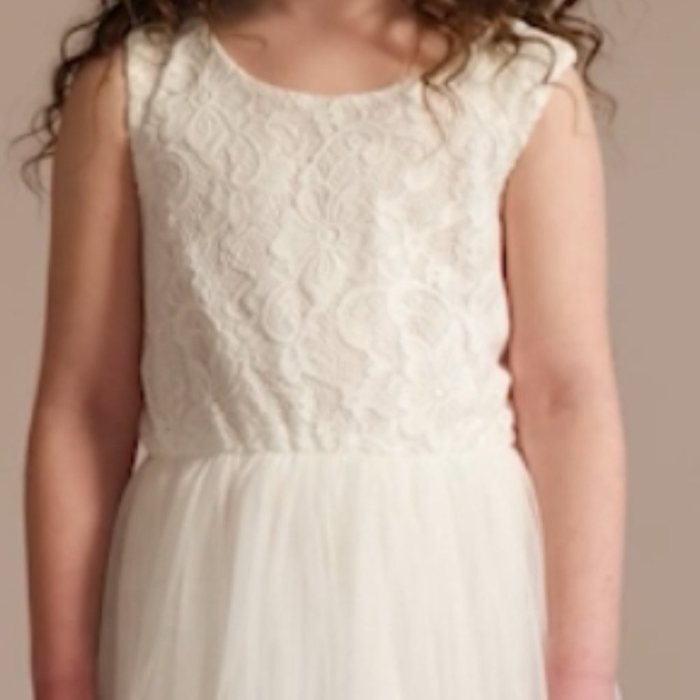 Lace Bodice Tank Flower Girl Easter or Holy Communion Dress NWT Sz 10 Soft White
